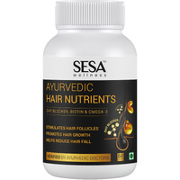 Sesa Ayurvedic Hair Vitamins Biotin Tablets Dht Blocker 60 Capsules - Plant Based Gluten Free Nutrients With Omega-3 & Flaxseeds | Controls Hair Fall & Stimulates Follicles | 100% Veg
