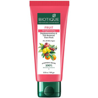 Biotique Fruit Brightening Depigmentation And Tan Removal Face Pack| Ayurvedic And Organically Pure| Tan Removal Face Pack For All Skin Types|100% Botanical Extracts| 100Gm