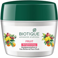 Biotique Fruit Brightening Depigmentation And Tan Removal Face Pack| Ayurvedic And Organically Pure| Tan Removal Face Pack For All Skin Types|100% Botanical Extracts| 235Gm
