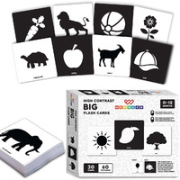 Wembley Large Flash Cards For Babies & Infants Educational Learning High Contrast Newborn Visual Stimulation Sensory Montessori Toys For 0 To 12 Months  30 Double Sided Cards 60 Pictures