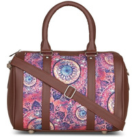 Zouk Pink Graphic Printed Vegan Leather Handmade Women's Handbags With Double Handles And Detachable Sling Strap - Spacechakra