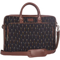 Zouk Laptop Bag For Women - Handmade Bag For 15.6 Inch Laptop, Macbook - Vegan Leather Office Bags With Detachable Shoulder Strap - Perfect Handbag For Ladies - Ikat Grere Print