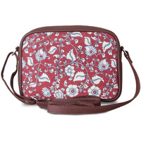 Zouk Handmade Vegan Leather Chittoor Red Kalamkari Print Women's Sling Bags With Adjustable Shoulder Strap
