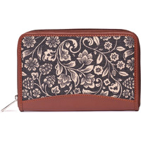 Zouk Women's Flomotif Print Handmade Vegan Leather Wallets And Jute Purse For Ladies - Clutch With Indian Print - Wallets For Mobile Phones (Multicolour)