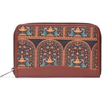 Zouk Women's Handmade Vegan Leather Jute Indian Print Mobile Phones Wallet (Multicolour)