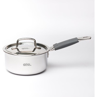 Allo Triply Stainless Steel Sauce Triply Tea Pan/Milkpan, For Chai/Boil/Warm/Herb-Spice-Infusion, Heat Resist Handle With Lid Induction Friendly Naturally Non-Stick,10 Years Warranty, 20Cm, 3.3 Litres
