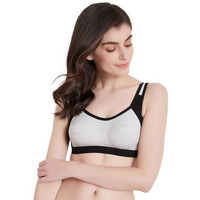 Clovia Women's Cotton Medium Impact Non-Padded Full Cup Sports Bra (Br2101A01_Grey_32C)