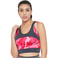 Clovia Women's Polyester Lightly Padded Wire Free Sports Bra (Br2159P22Xxl_Pink_2Xl)