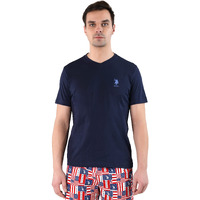 U.S. Polo Assn. Association Mens V-Neck Embroidered Logo I638 Lounge Regular Fit T-Shirt-Pack Of 1 (Navy L), Blue