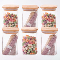 The Better Home Pack Of 2 Borosilicate Glass Jars With Bamboo Lid | Rectangular Transparent Airtight Borosilicate Kitchen Containers Set | Glass Jars For Cookies Snacks Tea Coffee Sugar | 600 Ml Each