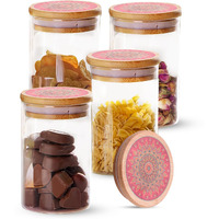 The Better Home Borosilicate Kitchen Jars & Containers Set With Lid (4Pcs - 600Ml Each) | Airtight Bamboo Lid | Jar For Kitchen Storage Box | Jars For Cookies, Snack, Spices, Tea, Coffee (Orange)