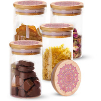 The Better Home Borosilicate Kitchen Jars & Containers Set With Lid (4Pcs - 600Ml Each) | Airtight Bamboo Lid | Jar For Kitchen Storage Box | Jars For Cookies, Snack, Spices, Tea, Coffee (Red)