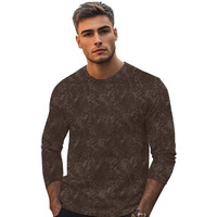 Urbano Fashion Men's Chicory Coffee Printed Full Sleeve Slim Fit Cotton T-Shirt (Aopleaffull-Chicof-S)