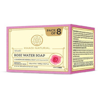 Khadi Natural Ayurvedic Rosewater Handmade Soap| Hyderated & Nourishes Skin| (Pack Of 8) (125G*8) (1000G)