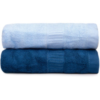Mush Bamboo Hand Towels Set Of 2 | 100% Bamboo Gym Towel For Men/Women Workout | Ultra Soft, Absorbent & Quick Dry Towel For Gym, Travel, Sports And Yoga | 75 X 35 Cms | 600 Gsm (Navy & Sky Blue)