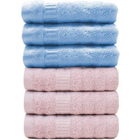 Mush Bamboo Hand Towels Set Of 6 | 100% Bamboo Gym Towel For Men/Women Workout | Ultra Soft, Absorbent & Quick Dry Towel For Gym, Travel, Sports And Yoga | 75 X 35 Cms | 600 Gsm (Sky Blue & Pink)