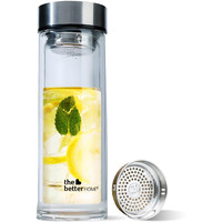The Better Home Water Double Walled Insulated Glass Water Bottle With Stainless Steel Tea Stainer & Cap 450Ml | Detox Glass Water Bottle | Odour-Free | Scratch-Resistant | Bpa-Free