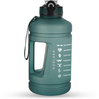 Solara Sipper Water Bottle For Adults 2.2 Litre With Motivational Time Marker, Leakproof Durable Bpa Free Non-Toxic Tritan Water Bottle For Gym, Home, Travel, Sports, Gifts And Office, Hunter Green
