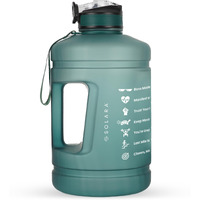 Solara Gallon Water Bottle For Adults 3.8 Ltr With Motivational Time Marker, Leakproof Durable Bpa Free Non-Toxic Tritan Gallon Bottle For Gym, Home, Travel, Sports, Trekking And Office, Hunter Green