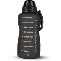 Solara Gallon Water Bottle For Adults 3.8 Ltr With Motivational Time Marker, Leakproof Durable Bpa Free Non-Toxic Tritan Gallon Bottle For Gym, Home, Travel, Sports, Trekking And Office, Black Knight