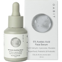 Gabit 5% Azelaic Acid Face Serum For Acne, Blackheads, Open Pores & Spots | Salicylic (1%), Hyaluronic, Green Tea, Prebiotic, Probiotic | For Oily, Acne Prone Skin | Oil & Fragrance Free | For Women & Men, 30 Ml