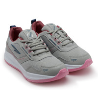 Asian Women's Cute Sports Running Shoes,Walking, Gym Casual Sneaker Lace-Up Shoes For Girl's Light Grey Pink, 8 Uk