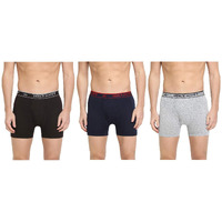 Dixcy Scott Originals MenS Long Cross Trunk Comfort Fit Solid Innerwear Outer Elastic With Spandex(Light Navy Grey Mel Coffee Brown - Pack Of 3 )-L