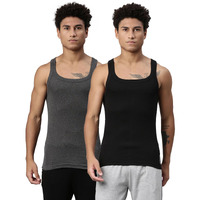 Levi's Men's Style #015 Sports Regular Fit Solid Vest (Pr8123Vs_Dk. Grey Melange,Black_Xl)