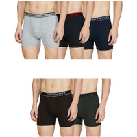 Dixcy Scott Men's Pure Cotton Regular Solid Trunks (Pack Of 5) (Crosstrunk-P5_Black/Grey Melange/Olive/Deep Blue/Coffee Brown_Small)