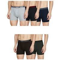 Dixcy Scott Men's Pure Cotton Regular Solid Trunks (Pack Of 5) (Crosstrunk-P5_Black/Grey Melange/Olive/Deep Blue/Coffee Brown_X Large)
