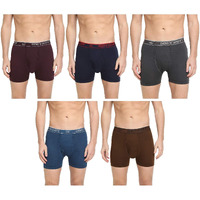 Dixcy Scott Men's Pure Cotton Regular Solid Trunks (Pack Of 5) (Crosstrunk-P5_Navy/Dark Grey/Lt Coffee Brown/Denim Blue/Wine_Large)
