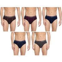 Dixcy Scott Men's Pure Cotton Regular Solid Briefs (Pack Of 5) (Replaybrief-P5_Navy/Dark Grey/Lt Coffee Brown/Denim Blue/Wine_Large)