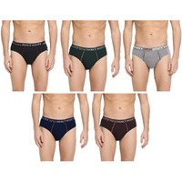 Dixcy Scott Men's Pure Cotton Regular Solid Briefs (Pack Of 5) (Replaybrief-P5_Black/Grey Melange/Olive/Deep Blue/Coffee Brown_X Large)