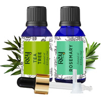 Rey Naturals Tea Tree Oil & Rosemary Oil For Hair Growth & Dandruff Control | Pure Essential Oil For Hair, Face & Skin Care | For All Skin & Hair Types - 15Ml*2