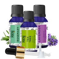 Rey Naturals Lavender Essential Oil, Tea Tree Oil & Rosemary Oil For Hair Growth, Aromapathy, Dandruff & Acne | Essential Oil Set For Face, Skin & Hair Care| For All Skin & Hair Types -15Ml*3