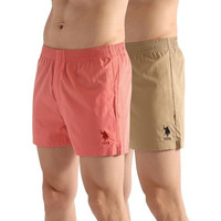U.S. Polo Assn. Men's Pure Cotton Classic Solid Boxer Shorts (Pack Of 2) (Oex08-P2_Iced Coffee-Crabapple