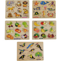 Appster Animal, Fruits, Vegetables, Birds & Sea Animals Wooden Puzzle Toy For Kids Jigsaw Puzzles For Adults Baby Learning Educational Toys Board Game (Pack Of 5)