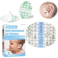 Belanto Baby Waterproof Ear Protector For Bathing 30Pcs, Self-Adhesive Ear Cover Sticker For Kids, Newborn Baby Ear Protection For Bath Shower, Swimming, Showering, Water Sports, Invisible Heel Protector