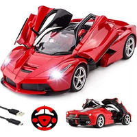 Famous Quality Big Size Remote Controlled Sports Racer Car Toy For Kids With Openable Doors And Led Lights And Sound High Speed Rc Car For Boys, Red