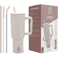 Docat 1200Ml Stainless Steel Tumbler With Lid And Straw, Hot And Cold Double Insulated Sipper Mug, 100% Leak Proof Coffee Tumbler Cupholder For Office, Gym, Travelling (Oatmeal)