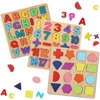Novo Baby Wooden Learning Educational Abcd Board For Kids, Activity Toys For Toddlers & Preschoolers | Abcd Puzzle Set | Puzzle Toys For 2 Years Old Boys & Girls (Alphabets, Numbers & Shapes)