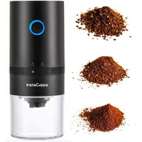 Instacuppa Rechargeable Coffee Bean Grinder With Ceramic Conical Burr Mill, One Click Operation, 5 Adjustable Grind Settings, Airtight Bottom Canister (18/8 Steel)