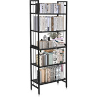 Livzing Metal 6 Tier Height Adjustable Bookshelf For Home Library | 5.4 Feet Book Shelf | Open Display Books Rack | 6 Layer Metal Rack | Book Shelf | Bookcases Wooden Almirah - Diy