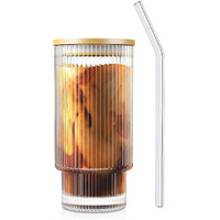 Kikiluxxa Glass Coffee Mug With Straw Green Tea Sipper Tumbler Mug With Lid - Pack Of 1- Travel Mug,Drinking Glass,Glass Sipper,Mason Jar,Can Sipper,Milk Mug,Juice Cup(Pattaya Can 1),300 Ml