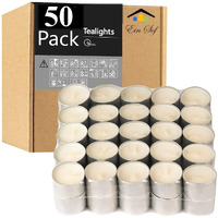 Ein Sof Tealight Candles 100% Pure Wax, Unscented, Pack Of 50, Long Burning Tealight, 9 Hours Burn Time, White Unscented Tea Light Candles