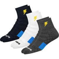 Blitzsox Hi-Tech Performance Sports Socks For Men (Badminton, Running, Gym & Indoor Training), Pack Of 3 (Size Uk 7-11, Multi-Coloured, Ankle Length, Cotton Blend)