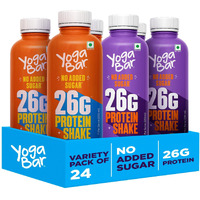 Yogabar Protein Shake Monthly Pack | 26G Protein Milkshake With No Added Sugar | 24 Bottles, 250Ml Each (12 X Double Chocolate & 12 X Cold Coffee)