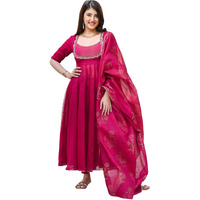 Gosriki Women's Rayon Blend Anarkali Embroidered Kurta With Pant & Dupatta (Aparnaa Pink-Gs_Xl_Pink_X-Large)