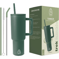 Docat 1200Ml Stainless Steel Tumbler With Lid And Straw, Hot And Cold Double Insulated Sipper Mug, 100% Leak Proof Coffee Tumbler Cupholder For Office, Gym, Travelling (Hunter Green)