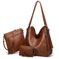 Shopo Handbags For Women Combo | Soft Pu Leather | Attractive Hobo Bags Purse | Shoulder Bags For Women With Long Strap And Wallet (3 In 1), Brown